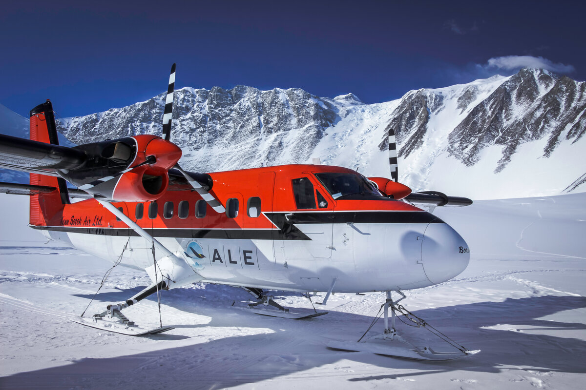 ALE's Twin Otter parked at Vinson Base Camp
