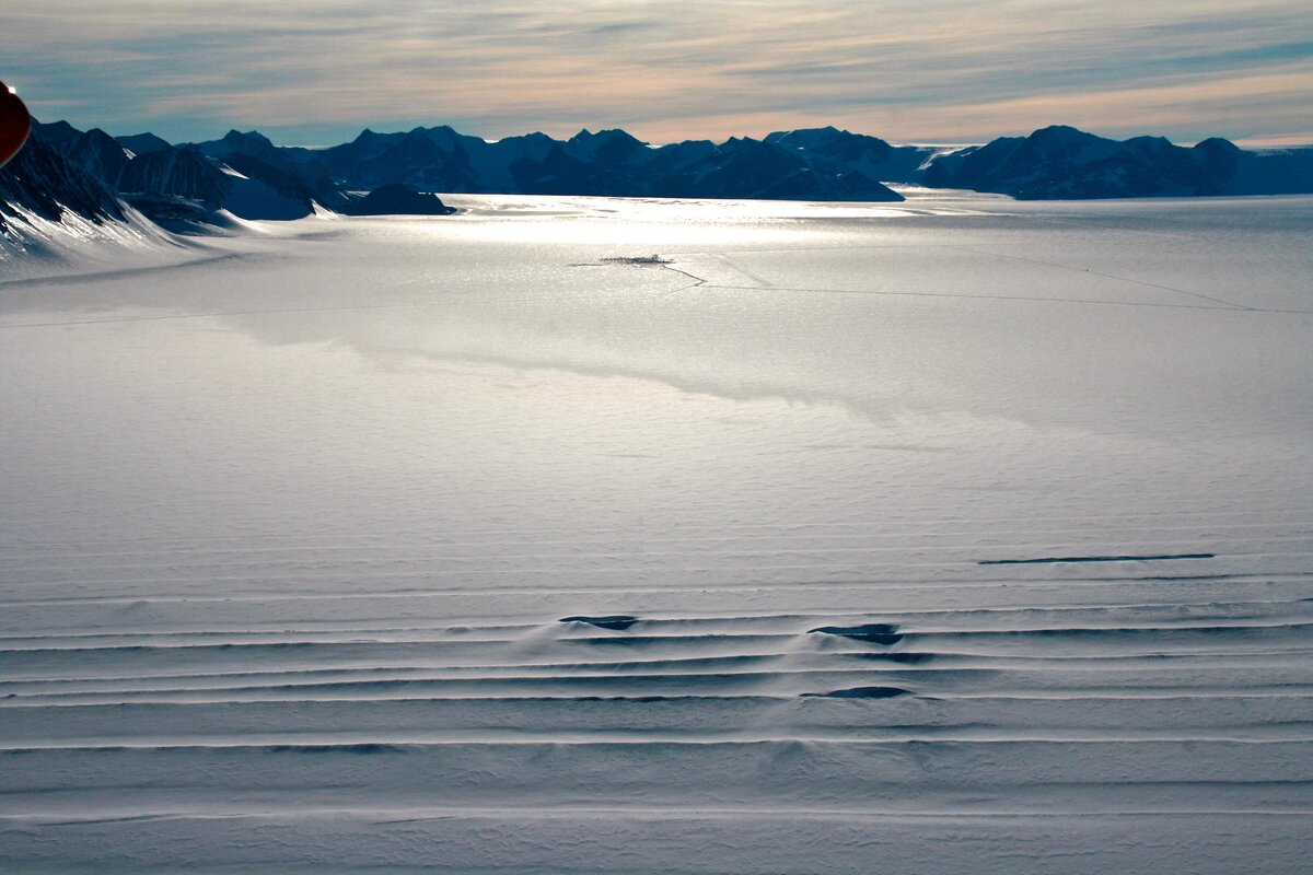 Crevasses form as a result of glacier movement