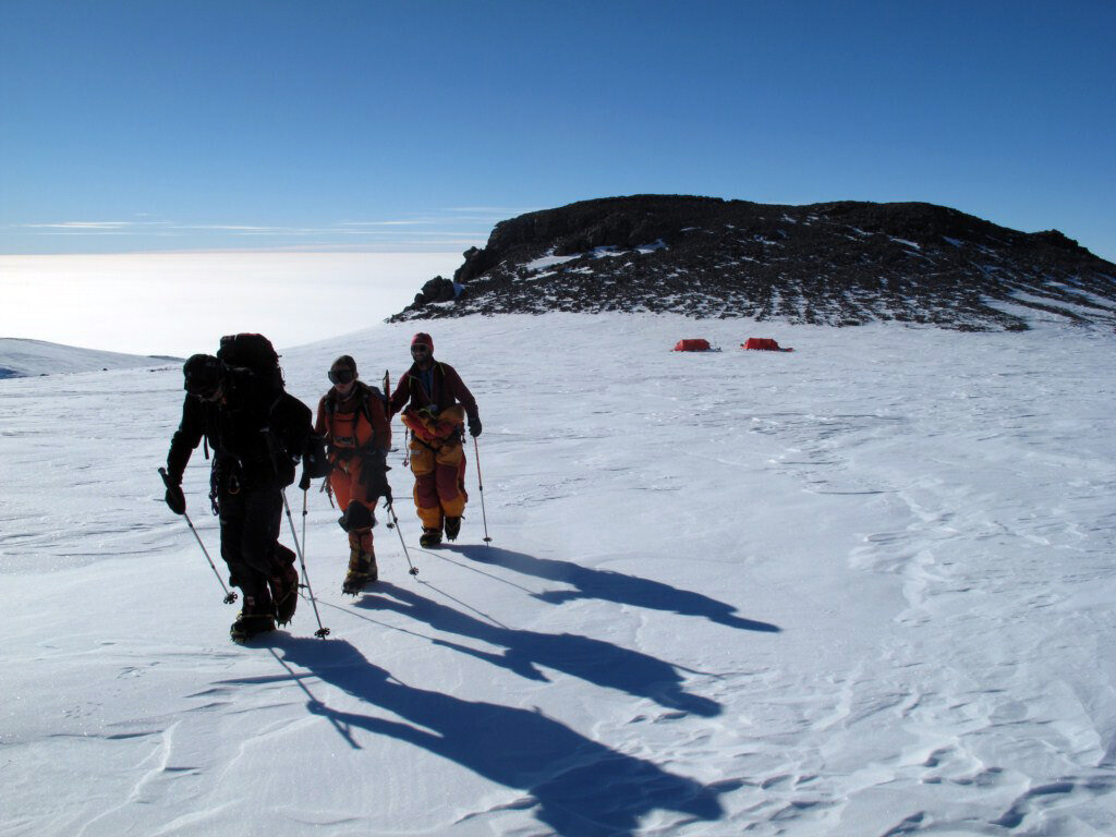 Leaving high camp to climb Sidley's East Ridge