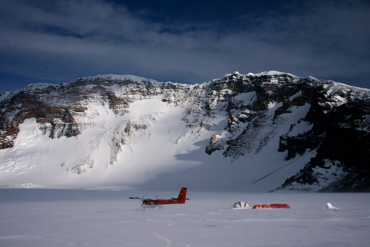 Base camp in Mount Sidley's caldera