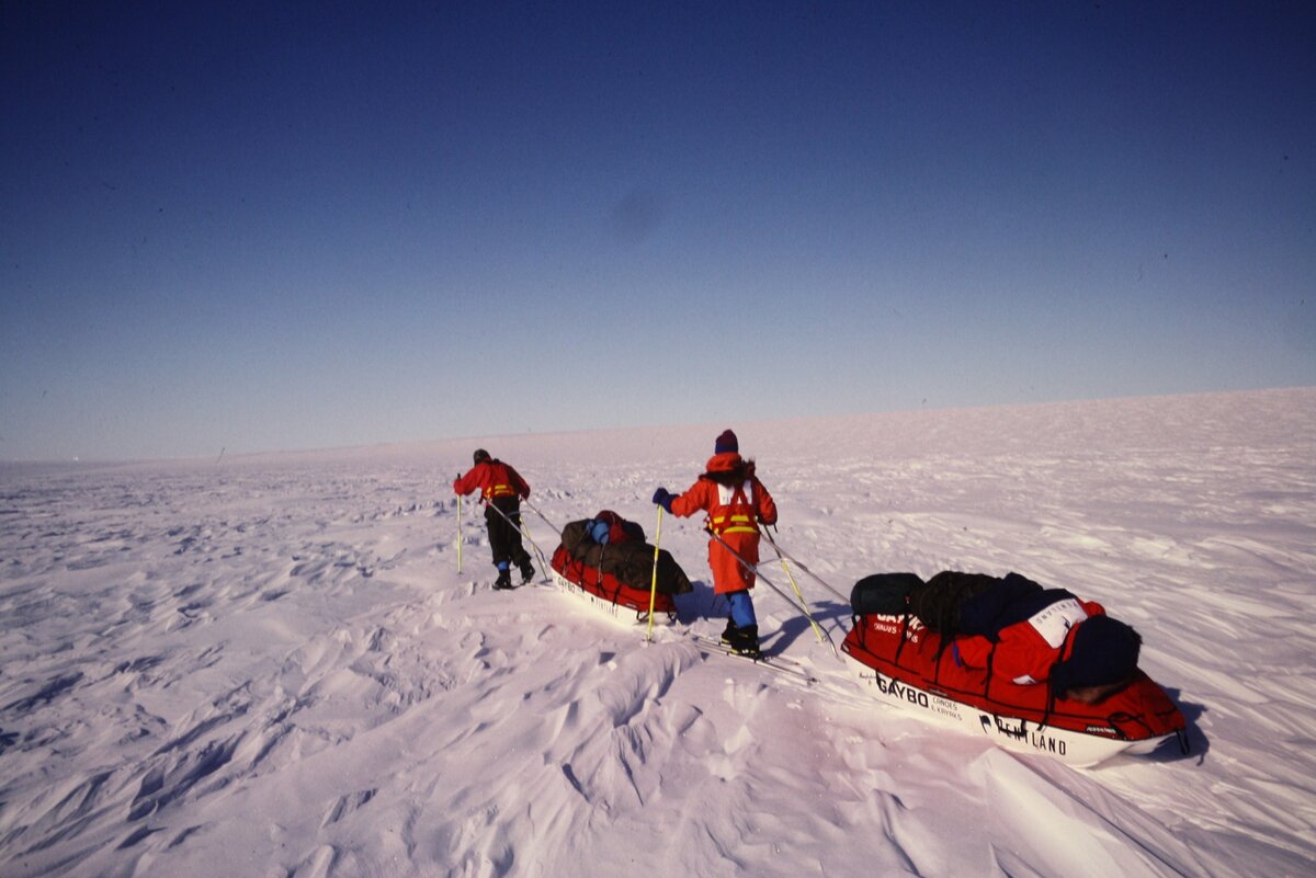 Ran Fiennes and Mike Stroud. First unsupported Antarctic crossing