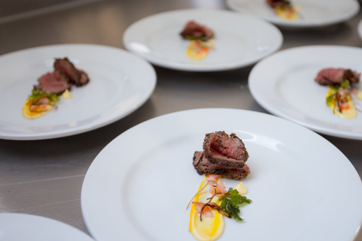Beef and seafood appetizer for ALE guest celebration meal